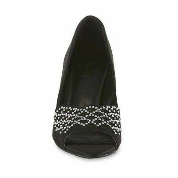 NEW Laura Scott Size 7 Black Heels Rhinestones - Picture 6 of 11